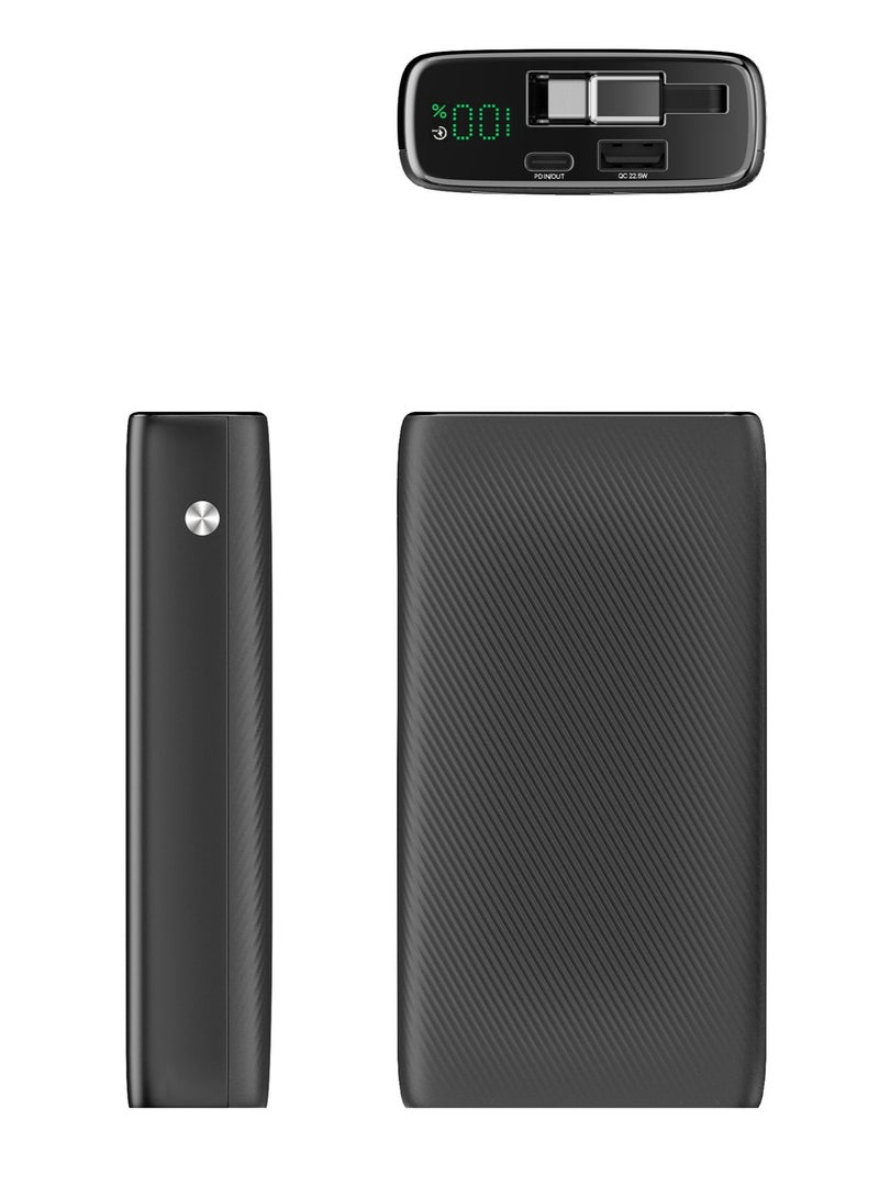 باورولوجي بنك طاقة بسعة 20000 مللي أمبير 35 واط PD للشحن السريع، شاحن محمول مع USB-C وUSB-A، حزمة بطارية للشحن السريع مع كابلات مدمجة وقابلة للسحب لجهاز iPad Pro، iPhone 17 Series، Samsung، Galaxy S25U. - Image 3